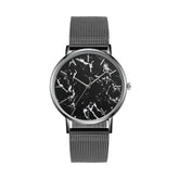 Elegant Marble Dial Watch with Mesh Band